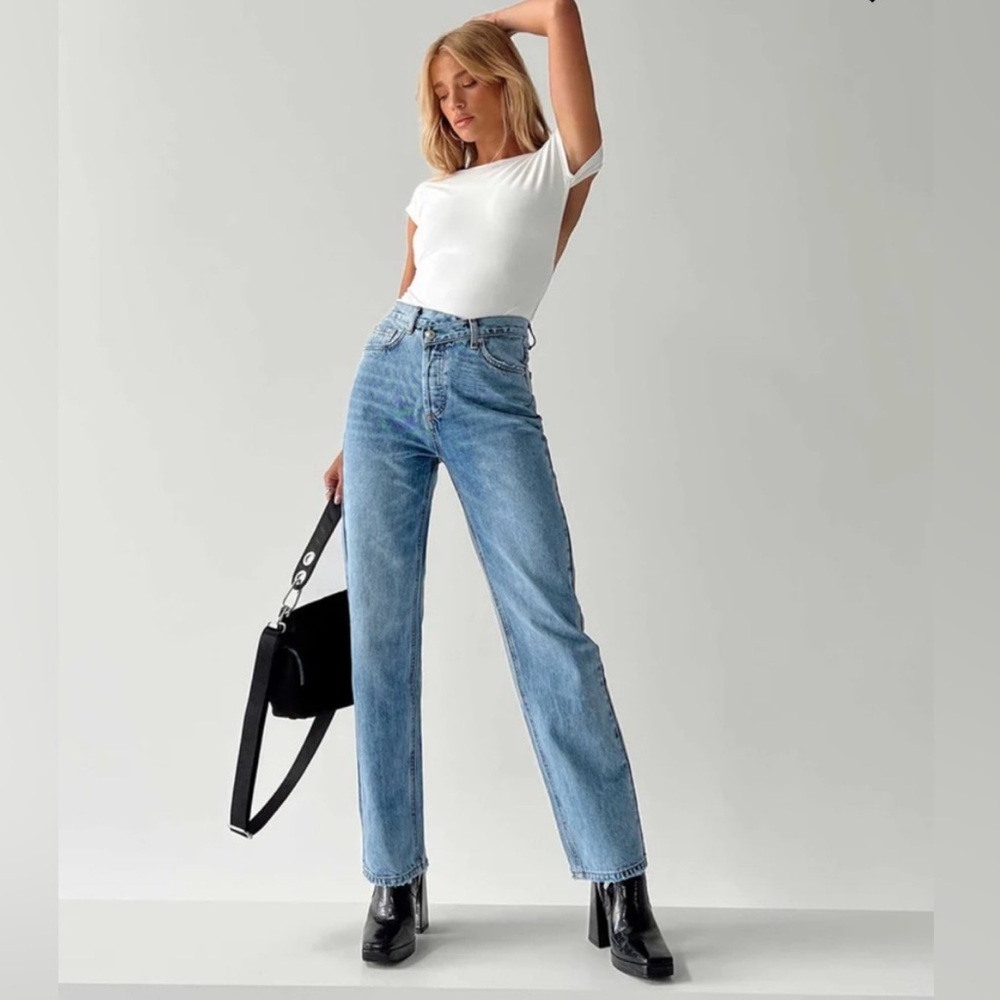 Princess Polly Light Blue Straight Leg Jeans